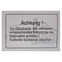 Achtung! Für Ölhydraulik