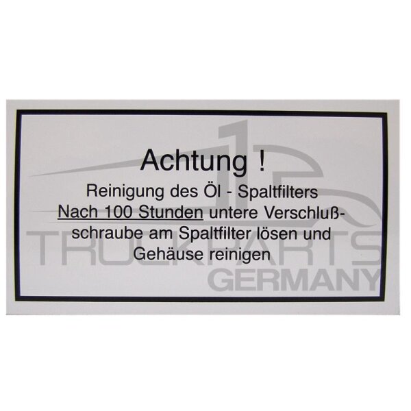 Achtung! Reinigung des Öl..