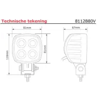 LED Arbeitsscheinwerfer | 12 Watt | 1000 Lumen | 10-80v | Flutlicht schwarz | 8112B80V