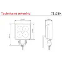 LED-Rückfahrscheinwerfer | 12-24v | 12watt | 660 Lumen | ECE-R23 | 7312BM