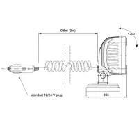 LED Arbeitsscheinwerfer 1700 Lumen auf Magnetfuß 12-24v 3.0m Kräuselband | WF-3617MM30