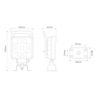 LED Arbeitsscheinwerfer 13,5 Watt - 1710 Lumen 10-110V 0,4m Kabel IP69K