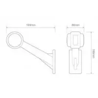 Rechts | LED Begrenzungsleuchte mit abgewinkeltem Griff | 12-24v | 20cm. Kabel | 1005RE