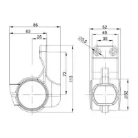 Rechts | LED Begrenzungsleuchte mit kurzem Griff | 12-36v | 1,5mm². Stecker | M10BV-822RWA