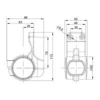 Links | LED Begrenzungsleuchte mit kurzem Griff | 12-24v | 1,5mm². Stecker | M10BV-821RWA