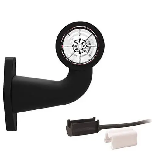 Links | LED Begrenzungsleuchte mit abgewinkeltem Griff | 12-24v | 1,5mm². Stecker | M10BV-421RW