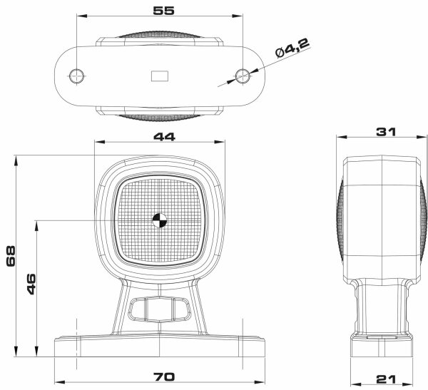 LED Begrenzungsleuchte kompakt | 12-24v | IP69K | rot-weiß | MB-2550RW