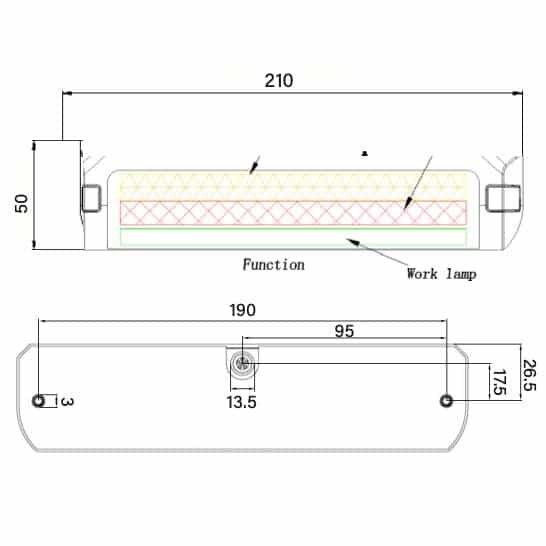 LED ADR Rücklicht Aufsatz inkl. Arbeitsscheinwerfer 24V