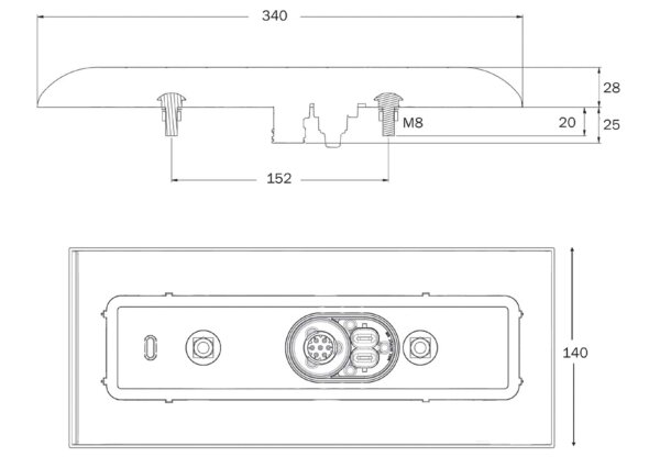 LED ADR Rücklicht links-horizontal 12-24v 7-PIN+ 2x SS