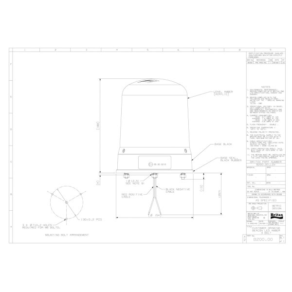 LED Rundumleuchte gelb | 12-24v | 3-Schrauben | B200 serie | R65 | B200.00.LDV
