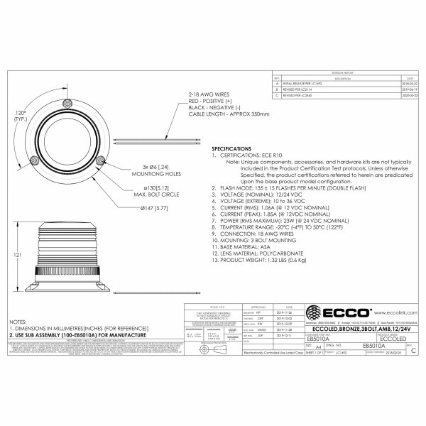LED Rundumleuchte gelb | 12-24v | R10