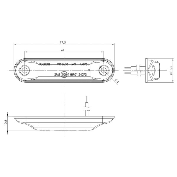 LED Positionsleuchte gelb | 12-24v | 50cm Kabel | MV-2100A