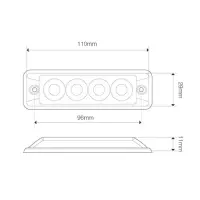 Ultraflacher Slimline LED Blitzer 4 LEDs | weiß | 10-30v | SSLED4DVW