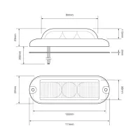 LED Blitzer 3 LEDs | Gelb | 180 Grad | 10-30v | LED3DVA180