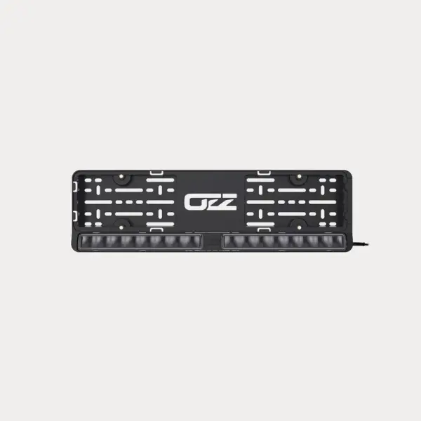 OZZ DLP1 Nummernschildhalter mit Lichtleiste, schwarz mit 2 LI