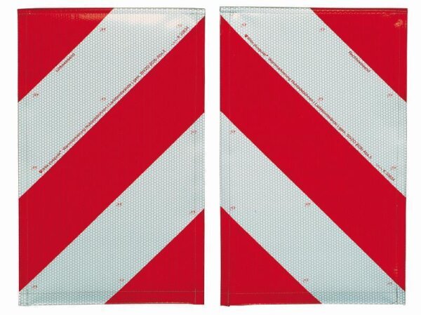 Warnmarkierungen Hubladebühnen, Alu-Halter, rechts+links/ 250 x 400 mm