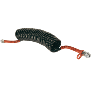 Luftwendel schwarz, roter Knickschutz M22x1,5  4,5m, Polyurethan