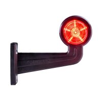 LED Begrenzungsleuchte mit 2 Modulen 12-24v | dunkel | rot-weiß | 195 mm Arm