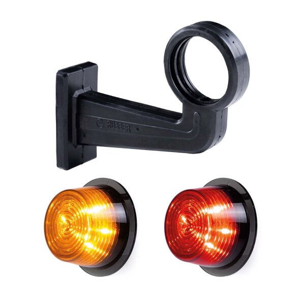 LED Begrenzungsleuchte mit 2 Modulen 12-24v | dunkel | rot-gelb | 195mm Arm