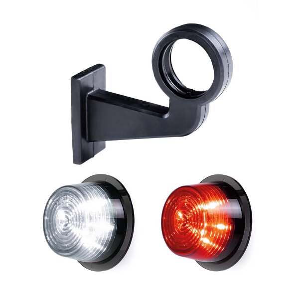 LED Begrenzungsleuchte mit 2 Modulen 12-24v | dunkel | rot-weiß | 165mm Arm