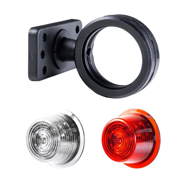 LED Begrenzungsleuchte mit 2 Modulen 12-24v | rot-weiß | kurzer Arm