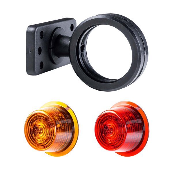 LED Begrenzungsleuchte mit 2 Modulen 12-24v | rot-gelb | kurzer Arm
