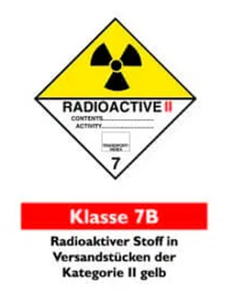Radioaktiver Stoff in Verpackungen Kat.2 Kl. 7B