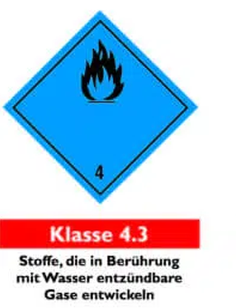 Entzündbar bei berührung mit Wasser 4.3